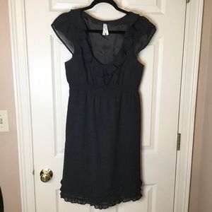 Anthropologie Maeve Gray Cap Sleeve Dress with Ruffles  - Size 6